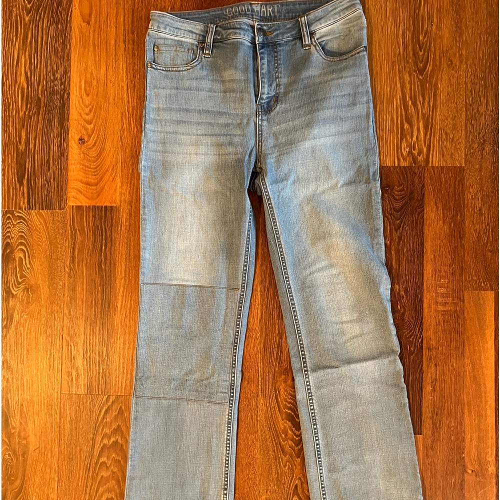 Good Hart patch straight leg jeans, size 8 VGUC no visible flaws